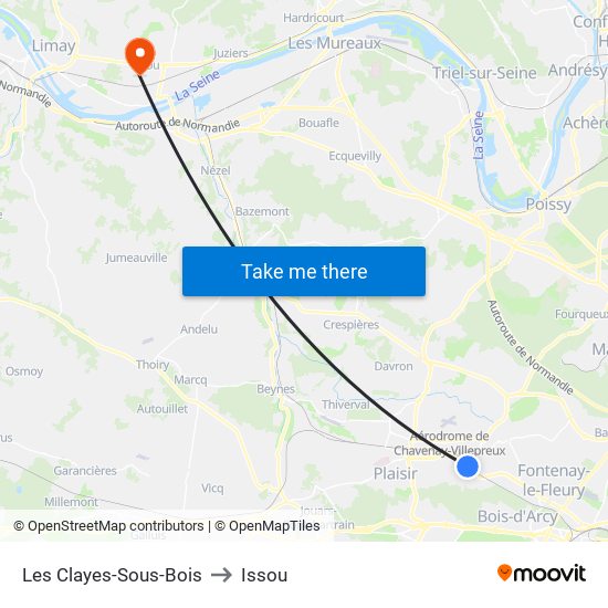 Les Clayes-Sous-Bois to Issou map