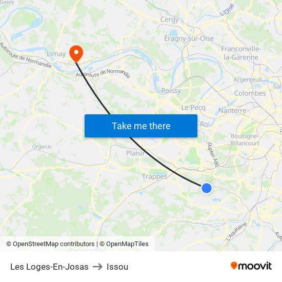 Les Loges-En-Josas to Issou map