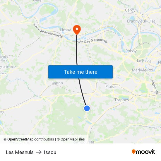 Les Mesnuls to Issou map