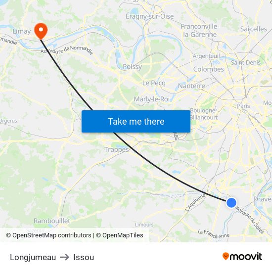 Longjumeau to Issou map