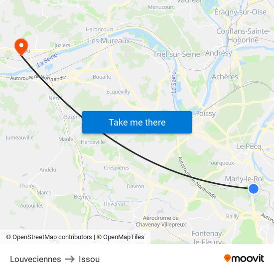 Louveciennes to Issou map