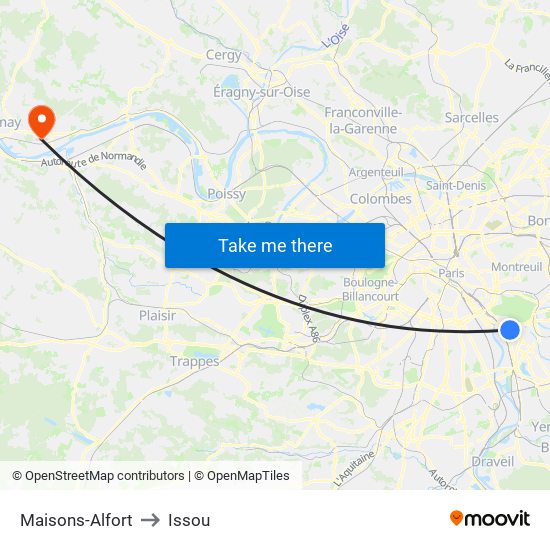 Maisons-Alfort to Issou map