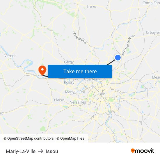 Marly-La-Ville to Issou map