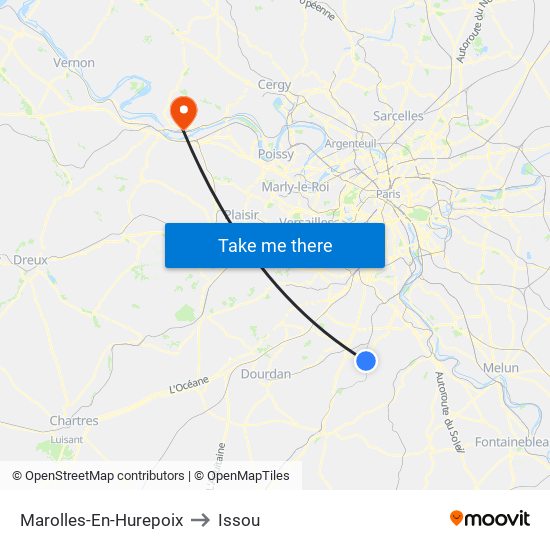 Marolles-En-Hurepoix to Issou map