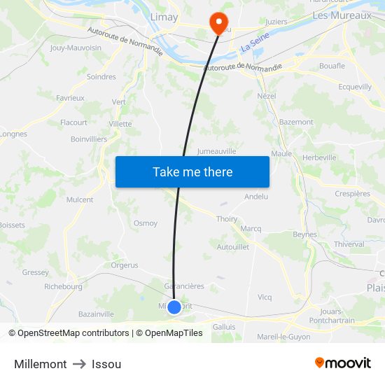 Millemont to Issou map