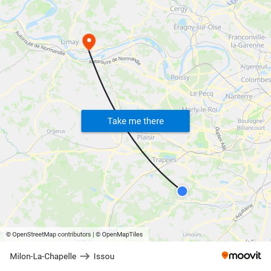 Milon-La-Chapelle to Issou map