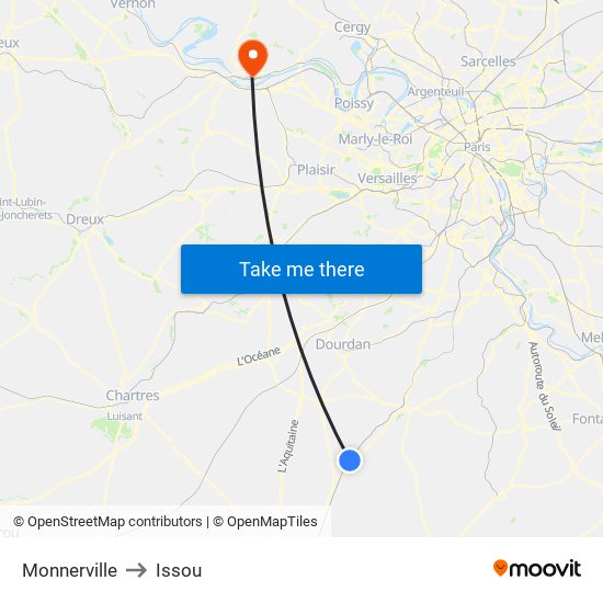 Monnerville to Issou map