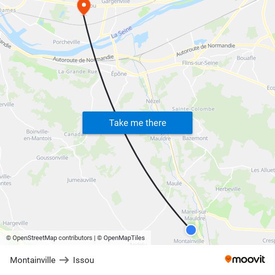 Montainville to Issou map