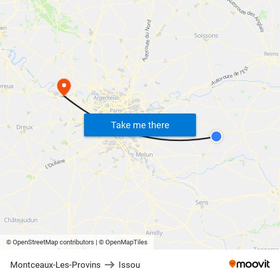 Montceaux-Les-Provins to Issou map