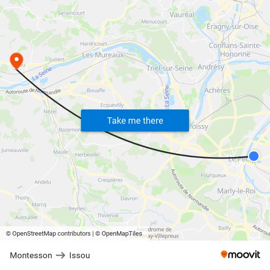 Montesson to Issou map