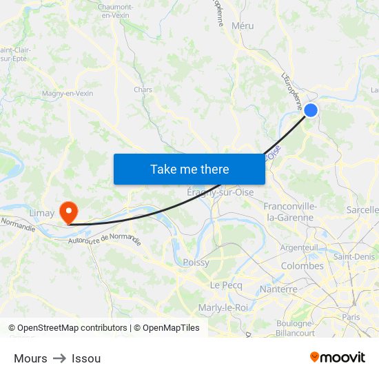 Mours to Issou map