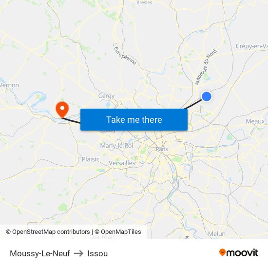 Moussy-Le-Neuf to Issou map