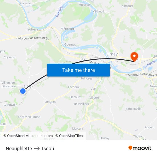 Neauphlette to Issou map