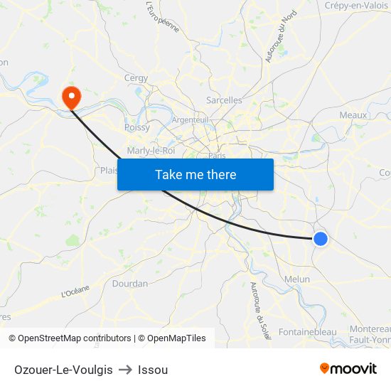 Ozouer-Le-Voulgis to Issou map