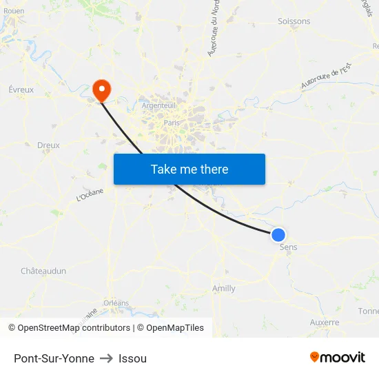 Pont-Sur-Yonne to Issou map