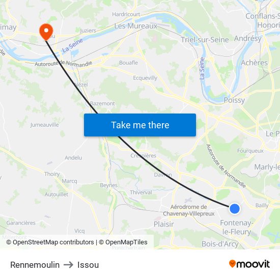 Rennemoulin to Issou map