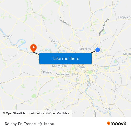 Roissy-En-France to Issou map