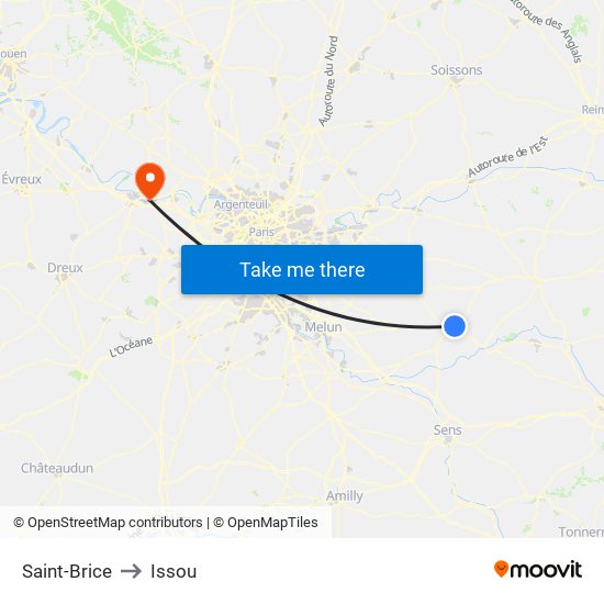 Saint-Brice to Issou map