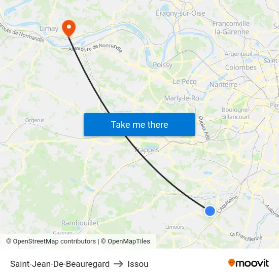 Saint-Jean-De-Beauregard to Issou map