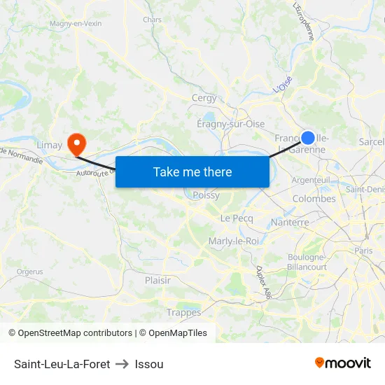 Saint-Leu-La-Foret to Issou map