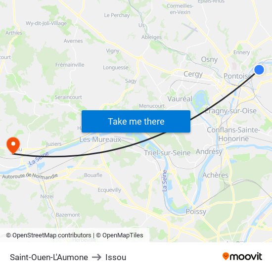 Saint-Ouen-L'Aumone to Issou map