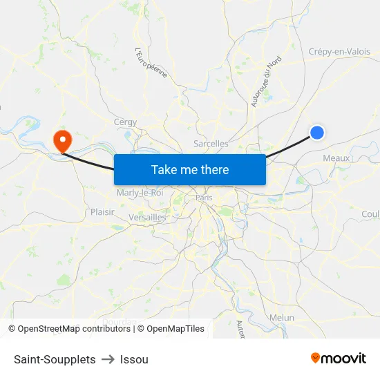 Saint-Soupplets to Issou map