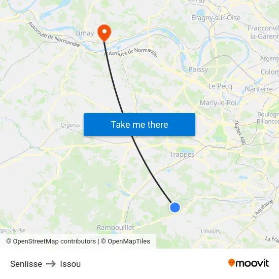 Senlisse to Issou map