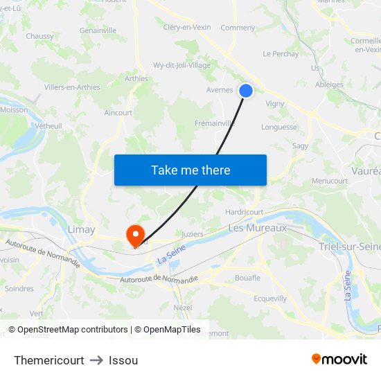 Themericourt to Issou map