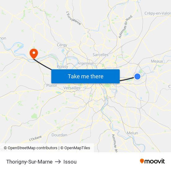 Thorigny-Sur-Marne to Issou map