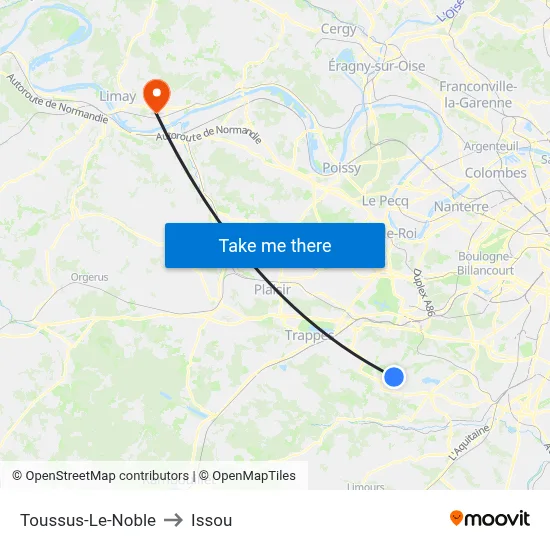 Toussus-Le-Noble to Issou map