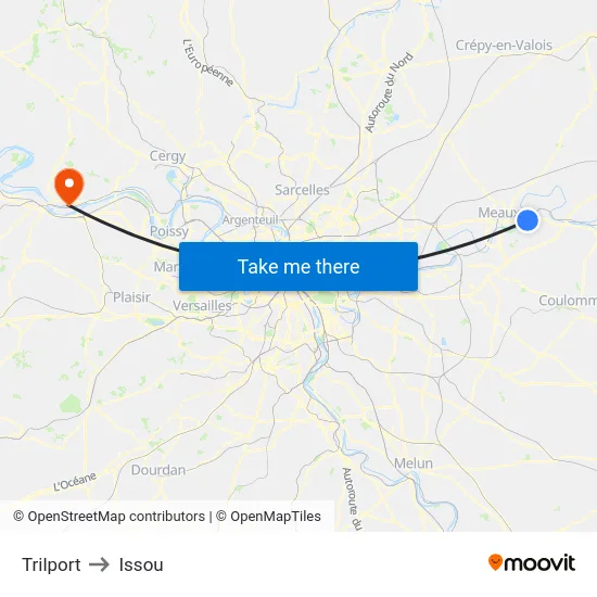 Trilport to Issou map
