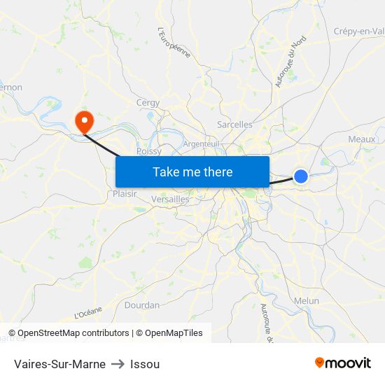 Vaires-Sur-Marne to Issou map