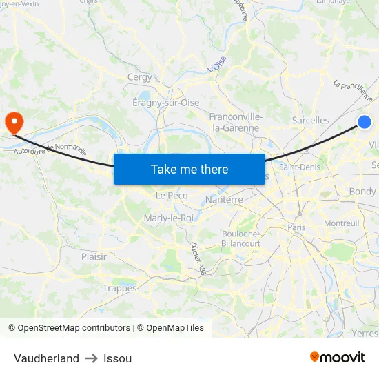 Vaudherland to Issou map