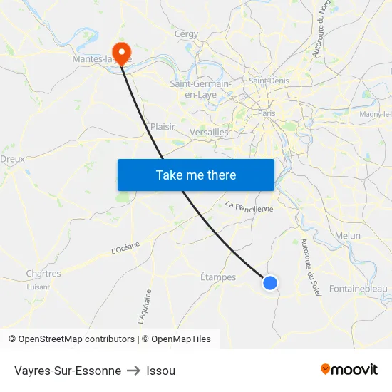 Vayres-Sur-Essonne to Issou map