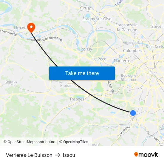 Verrieres-Le-Buisson to Issou map