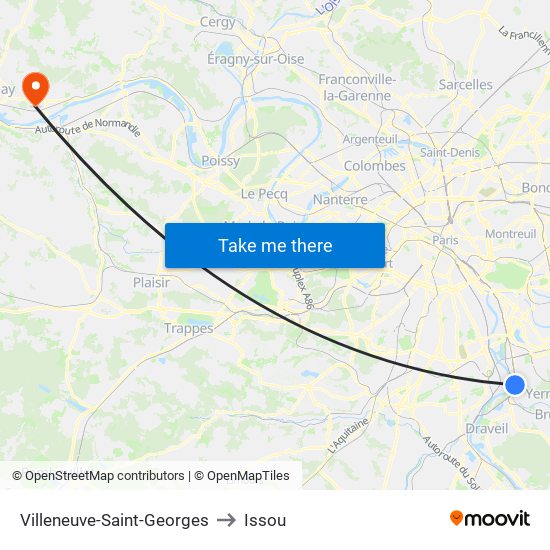 Villeneuve-Saint-Georges to Issou map