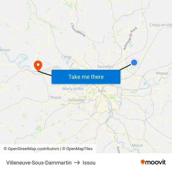 Villeneuve-Sous-Dammartin to Issou map