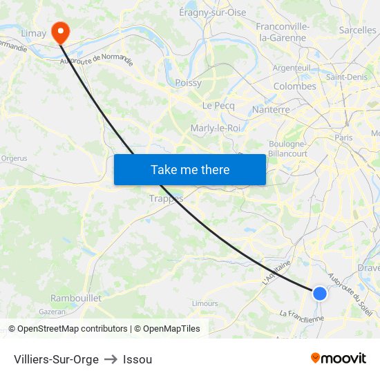 Villiers-Sur-Orge to Issou map
