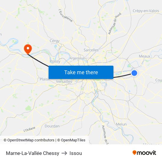 Marne-La-Vallée Chessy to Issou map