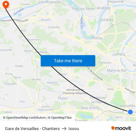 Gare de Versailles - Chantiers to Issou map