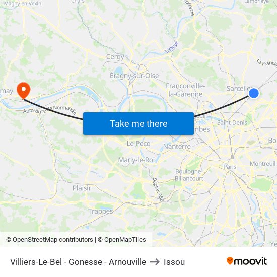 Villiers-Le-Bel - Gonesse - Arnouville to Issou map