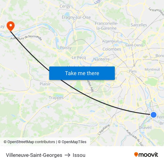 Villeneuve-Saint-Georges to Issou map