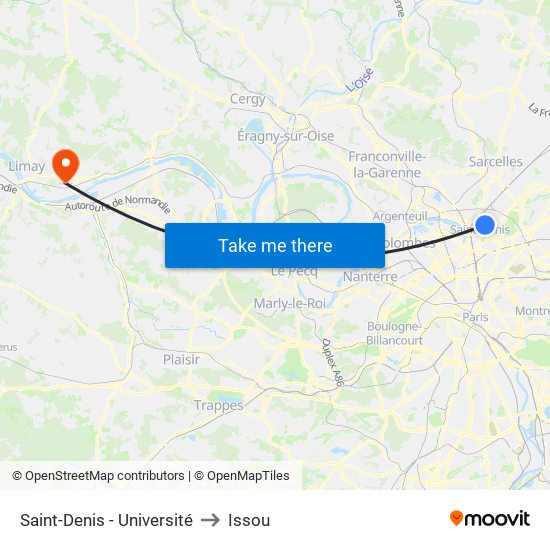 Saint-Denis - Université to Issou map