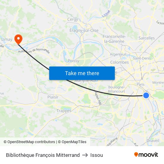 Bibliothèque François Mitterrand to Issou map