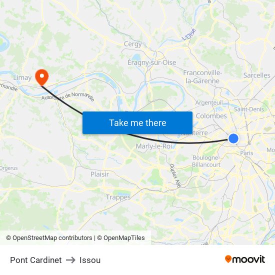 Pont Cardinet to Issou map