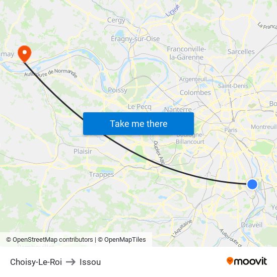 Choisy-Le-Roi to Issou map