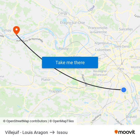 Villejuif - Louis Aragon to Issou map