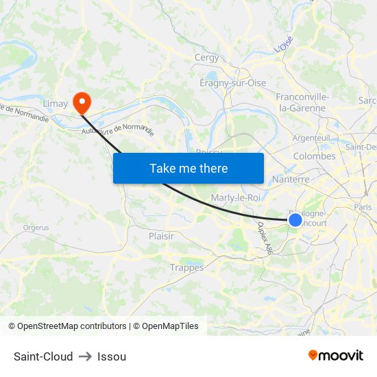 Saint-Cloud to Issou map