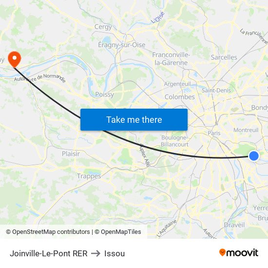 Joinville-Le-Pont RER to Issou map