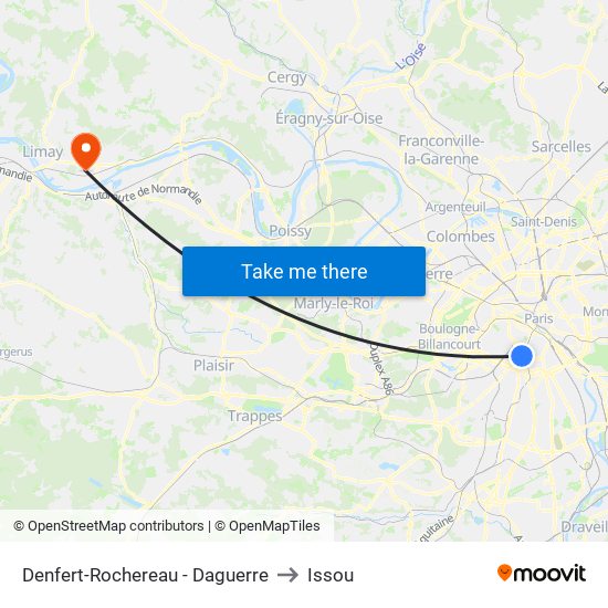 Denfert-Rochereau - Daguerre to Issou map
